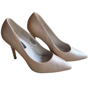 FRENCH CONNECTION Pumps Pointed Toe Vegan‎ Leather Heels Beige Nude Stilettos 10